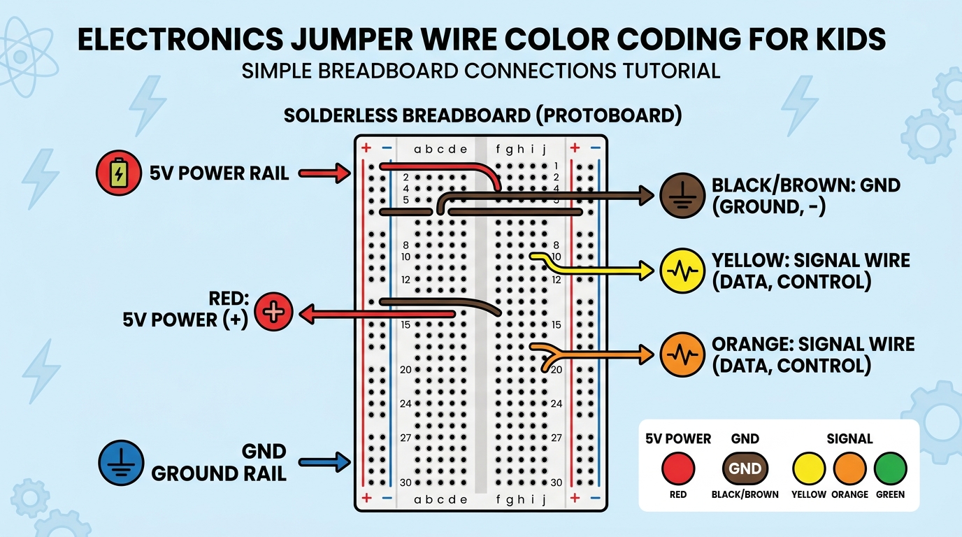 Diagrama de protoboard y cables jumper